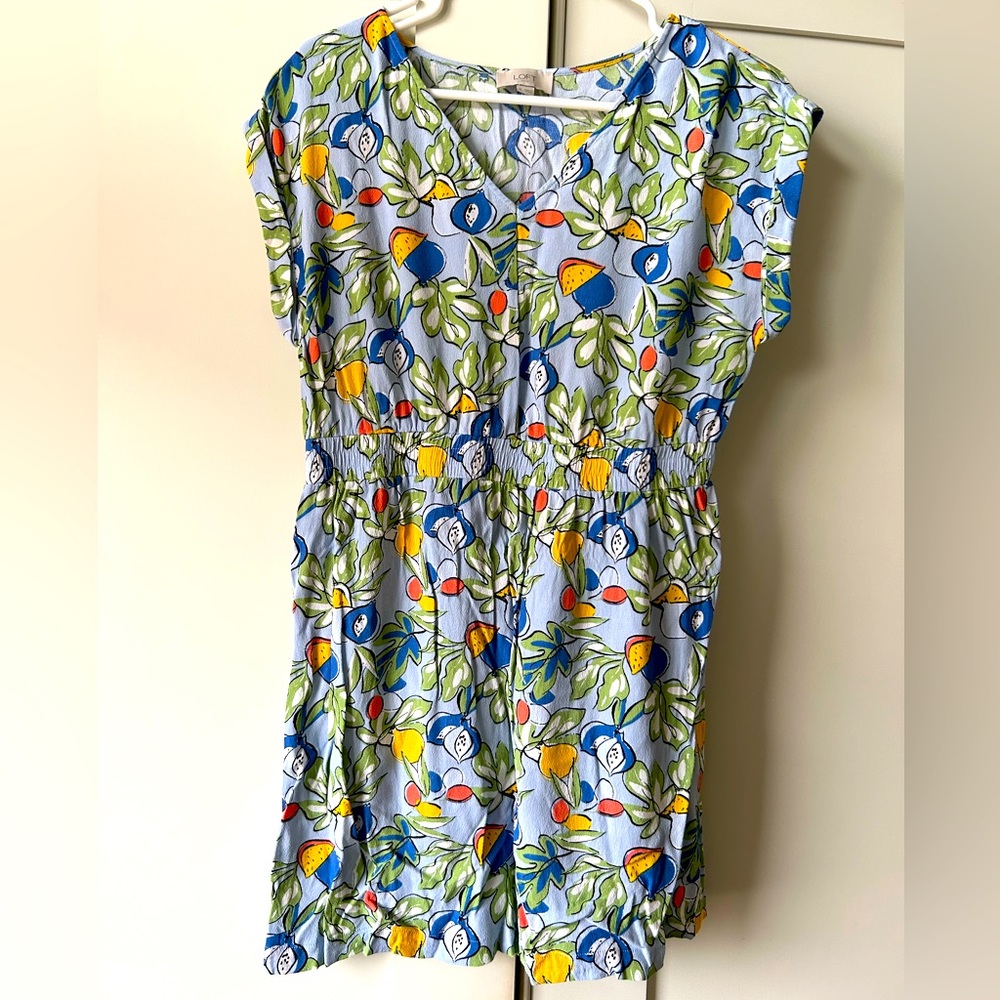 V-Neck Floral Mini Dress, Size M by LOFT Outlet